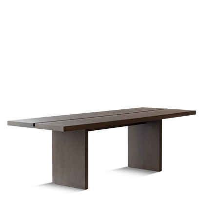 Front view ATALAYA Dining table with chocolate wood 