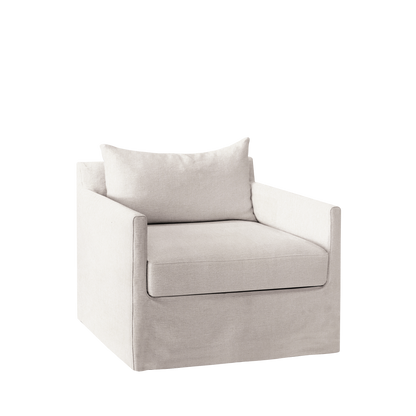Extra wide and bolt white Alba lounge chair from a front view
