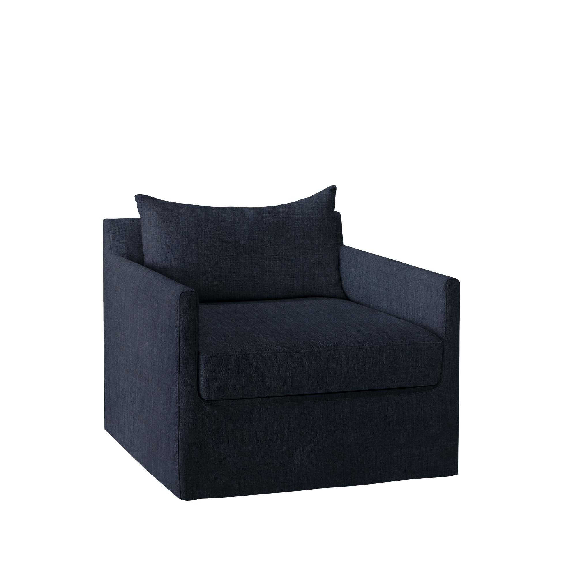 Extra wide Alba lounge chair with dark blue textile