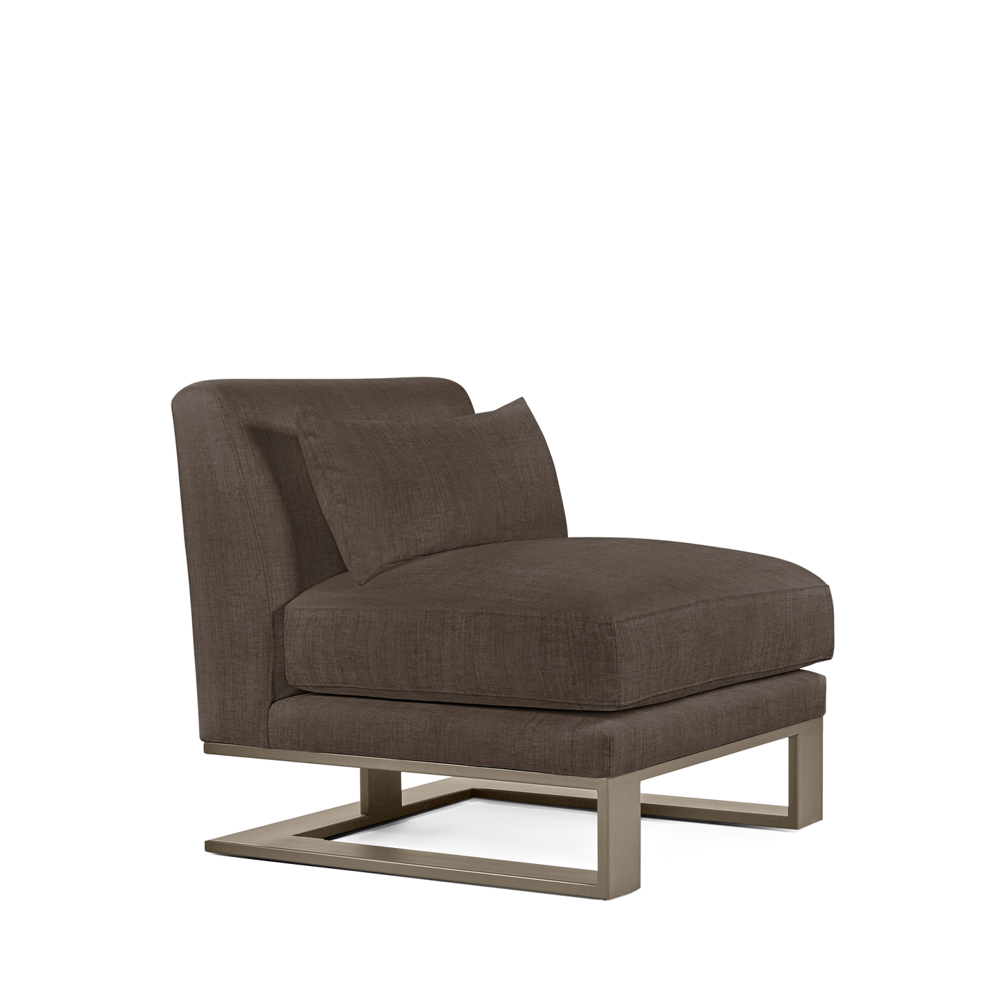 Alpes armchair with dark grey textile and champagne colored wood legs 