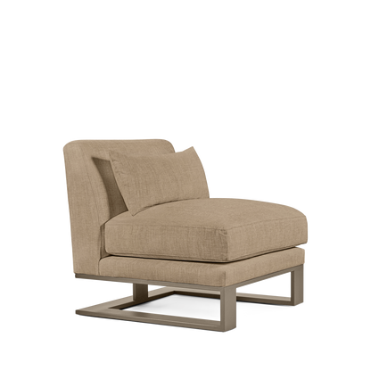 Alpes armchair with khaki textile and champagne colored wood legs 