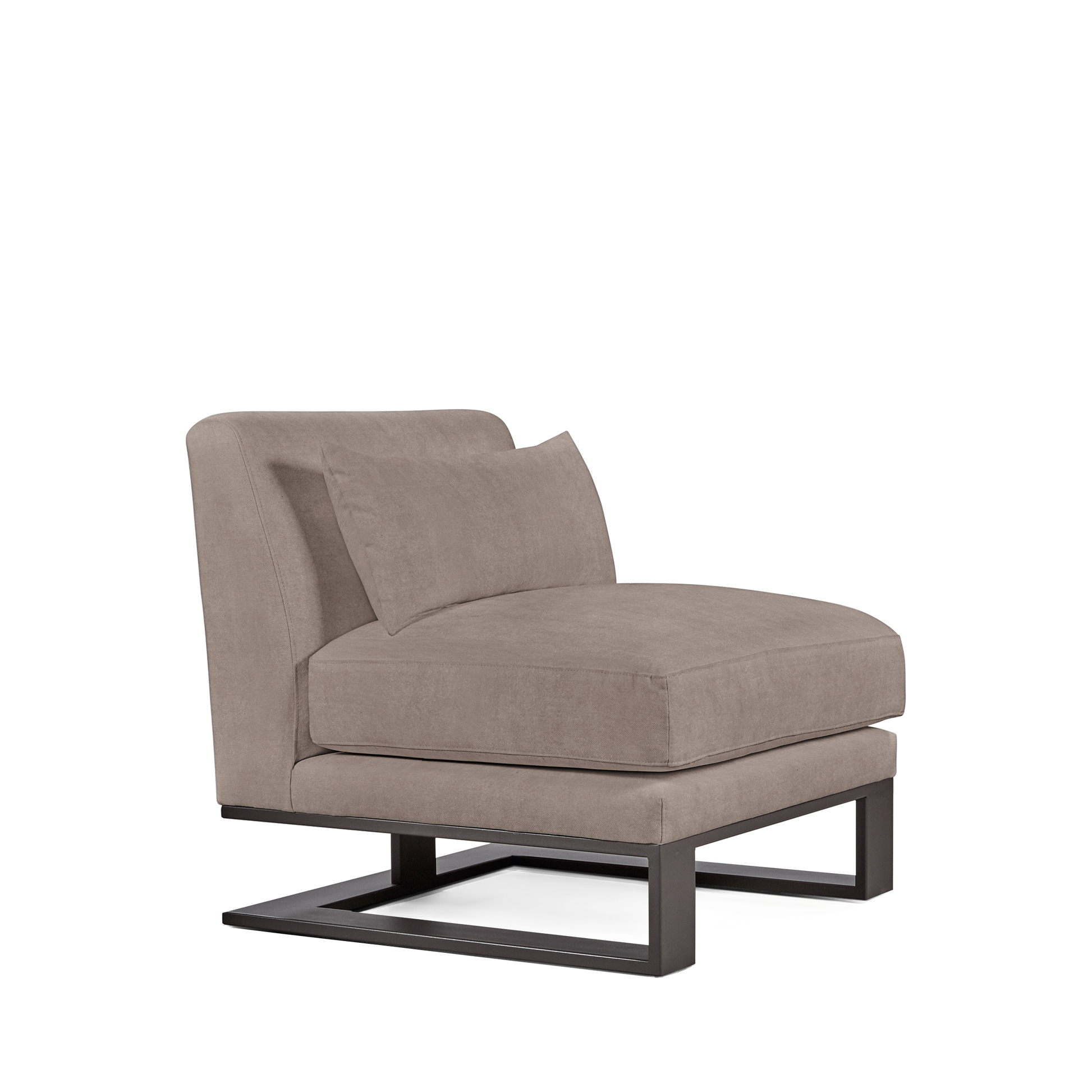 Alpes armchair with London grey textile and moka wood legs 