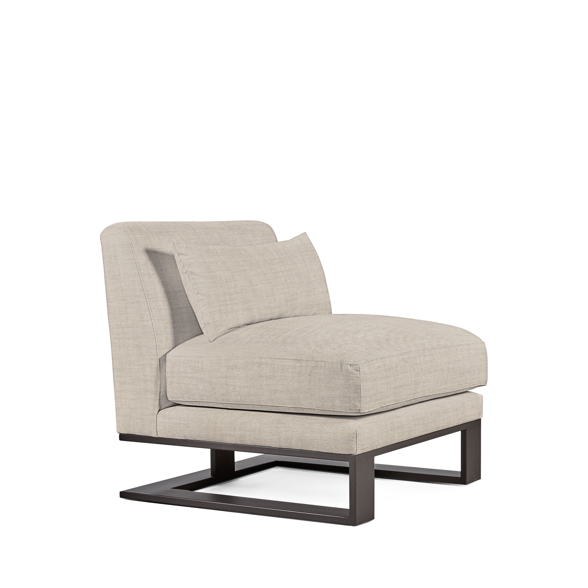 Alpes armchair with taupe textile and moka wood legs 
