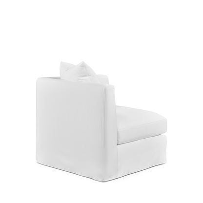 Rear view Breathe armchair with white textile 
