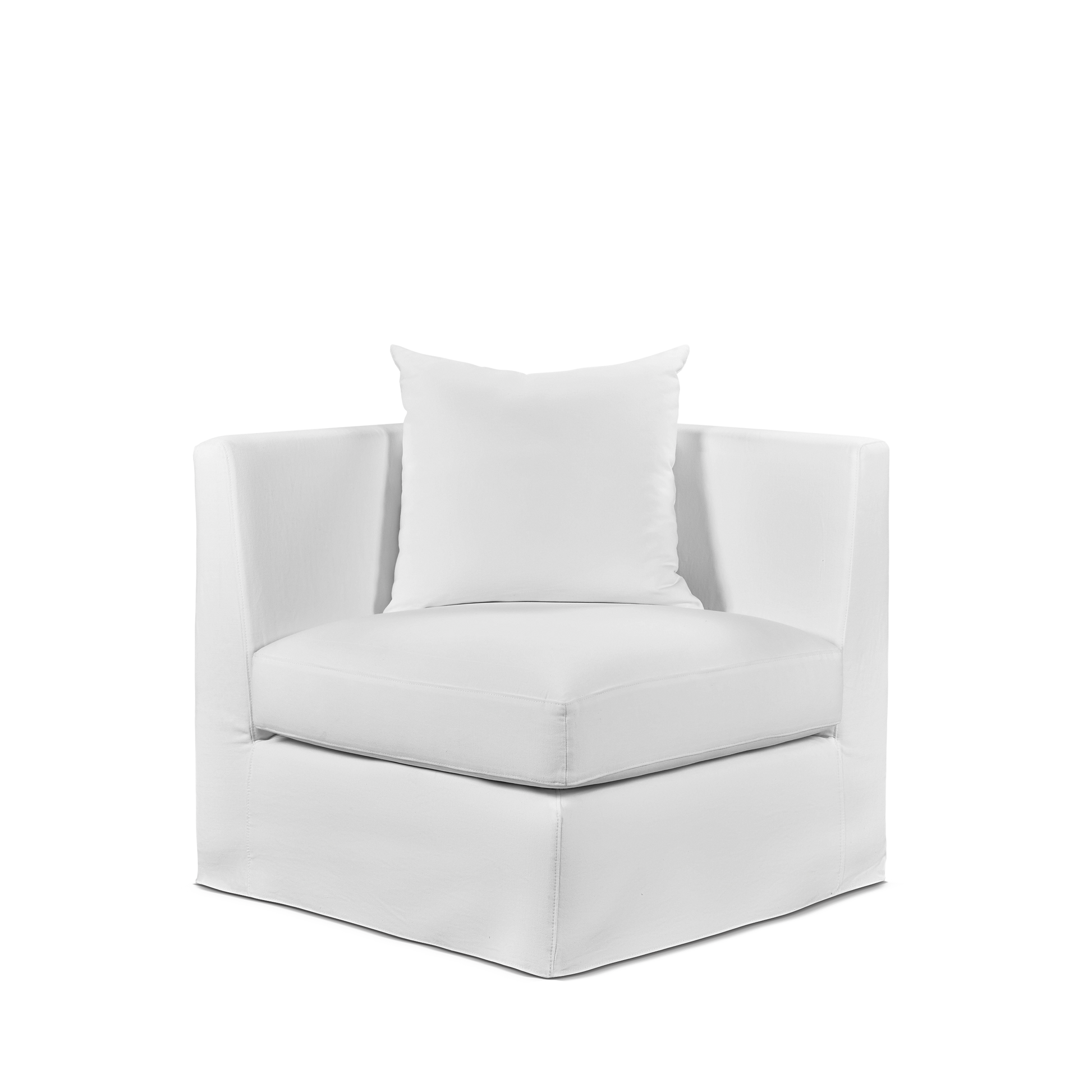 Front view Breathe armchair with linara white textile 