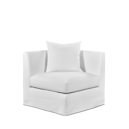 Front view Breathe armchair with linara white textile 