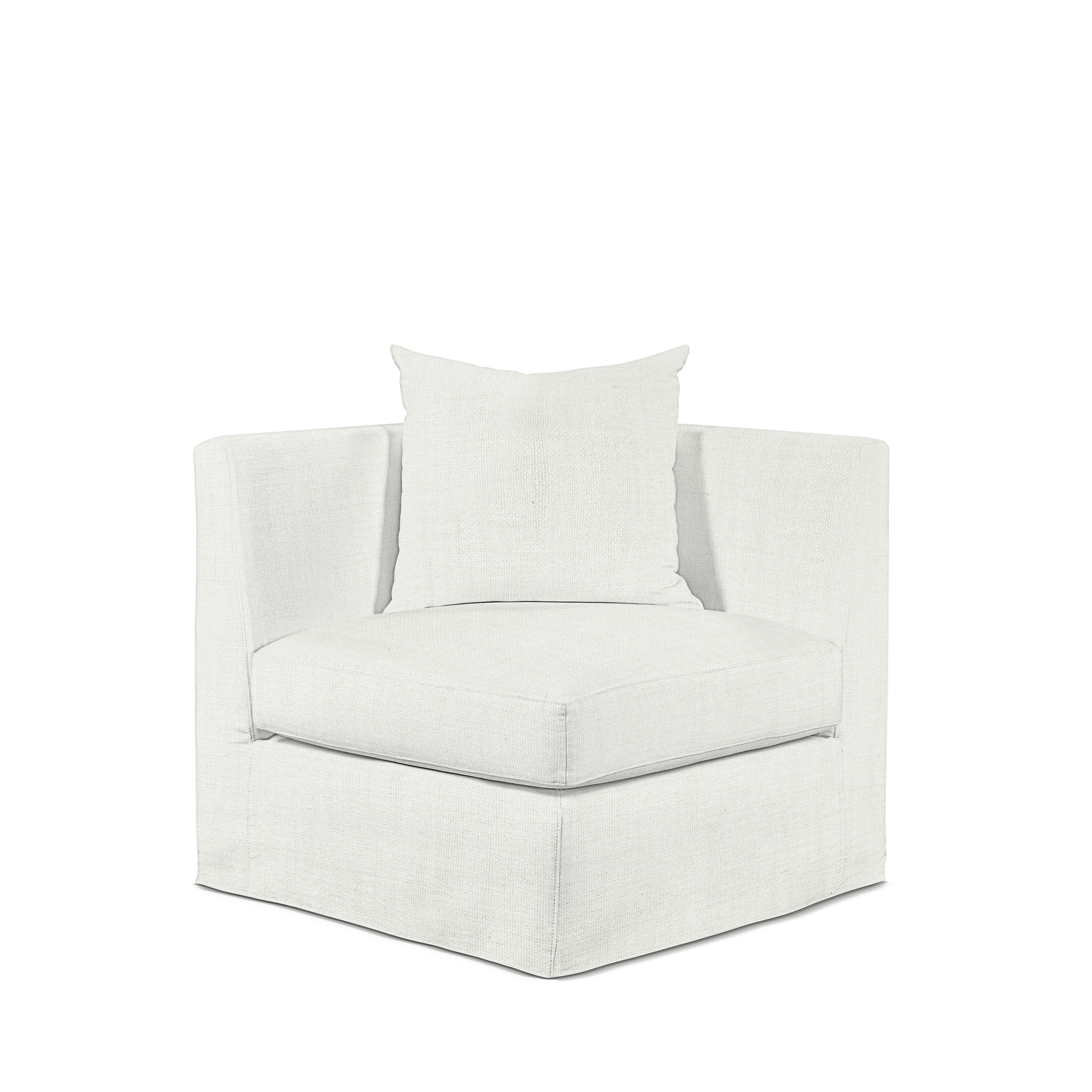 Front view Breathe armchair with Rocco white textile 