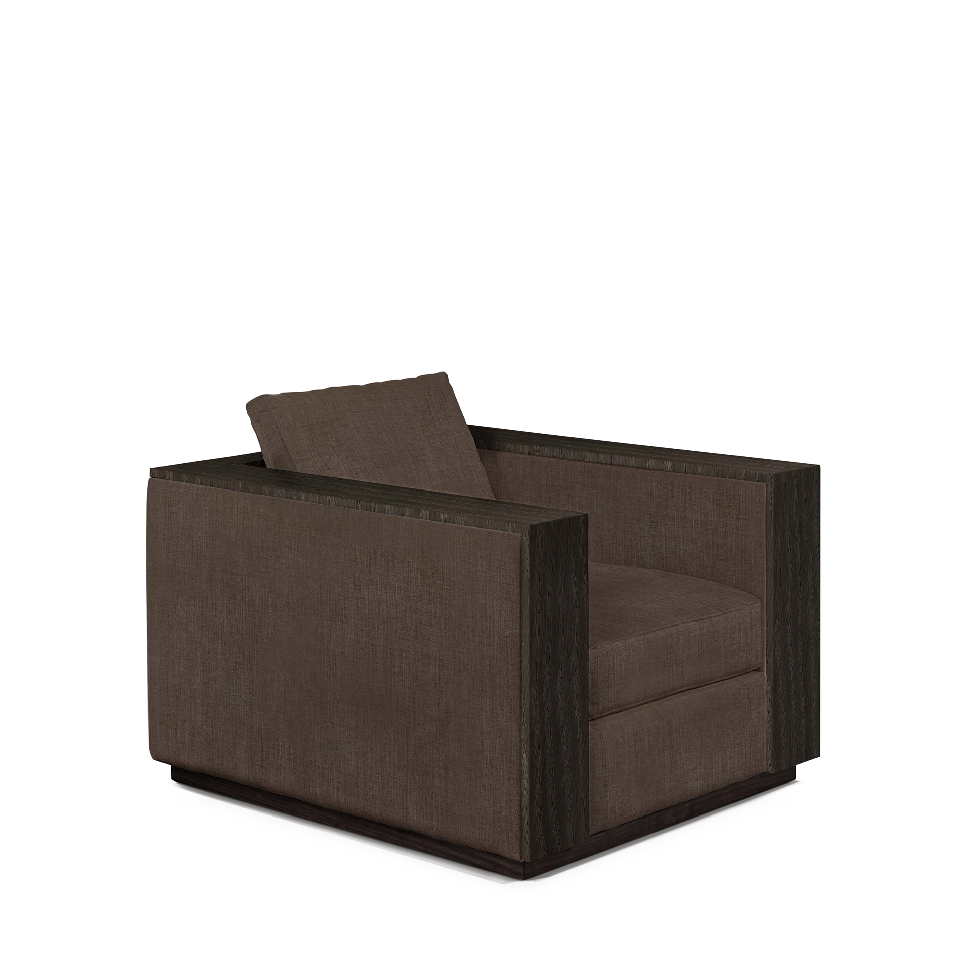 Sandon armchair with dark grey textile and dark grey wood 