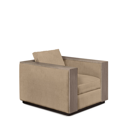 ROBLE ARMCHAIR with khaki textile and natural grey wood 