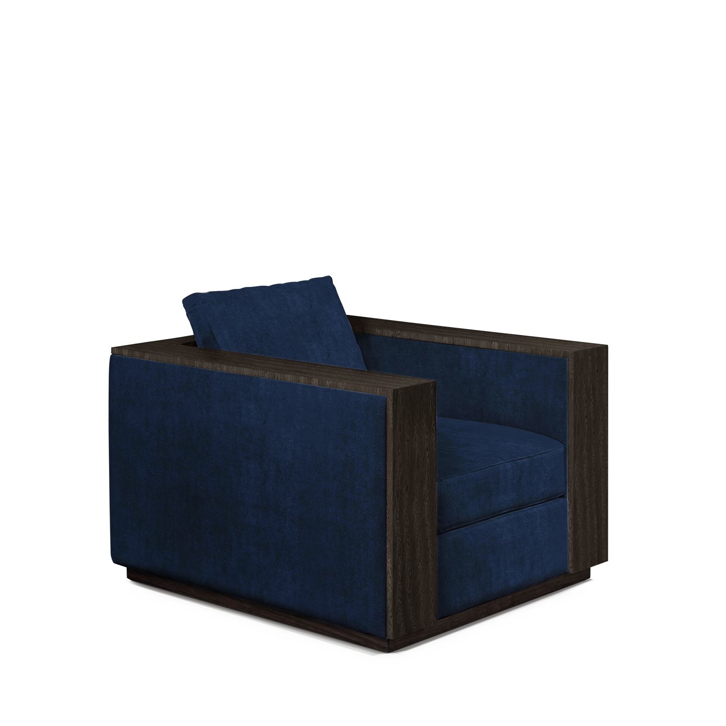 ROBLE ARMCHAIR with london dark blue textile and dark grey wood 