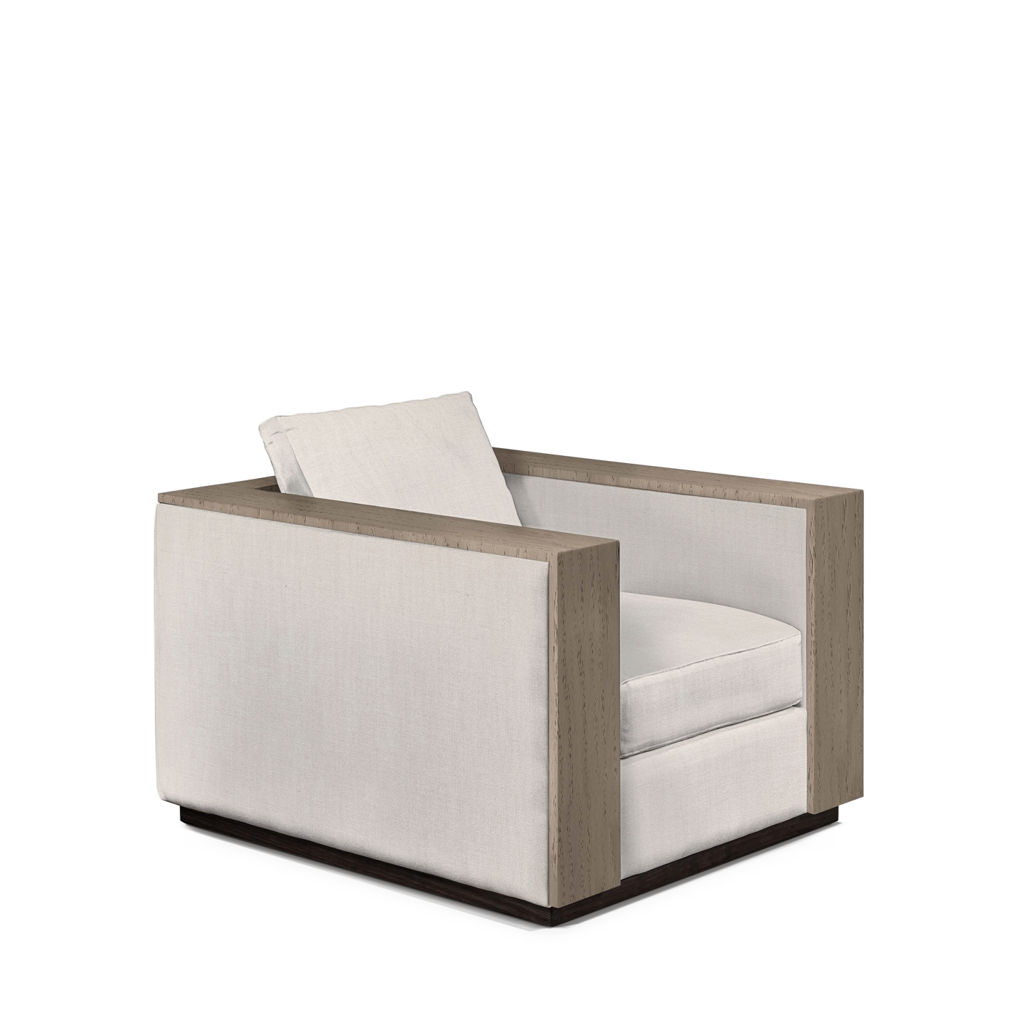 ROBLE ARMCHAIR with light grey textile and natural grey wood