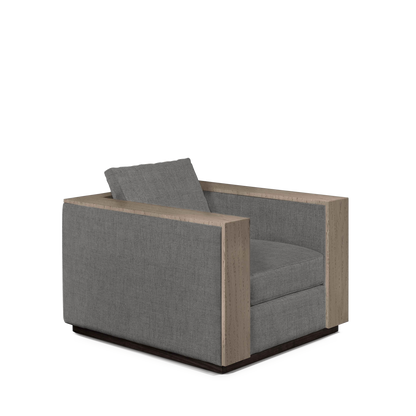 ROBLE ARMCHAIR with dark grey textile and natural grey wood 