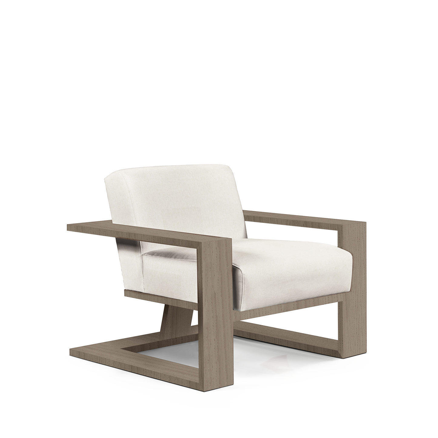 SIERRA ARMCHAIR with bolt white textile and natural grey wood 