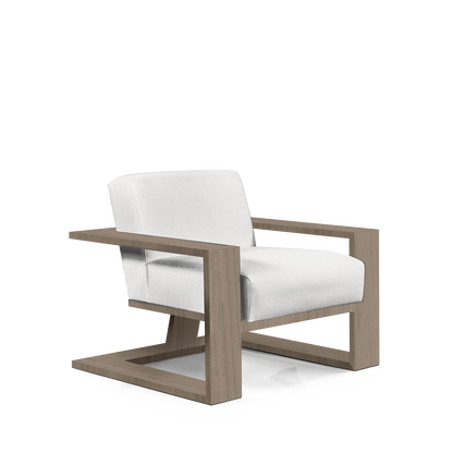 SIERRA ARMCHAIR with linara white textile and natural grey wood 