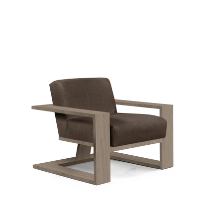 SIERRA ARMCHAIR with warm grey textile and natural grey wood