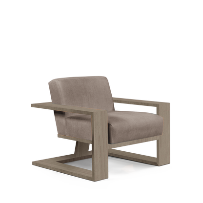 SIERRA ARMCHAIR with grey textile and natural grey wood 