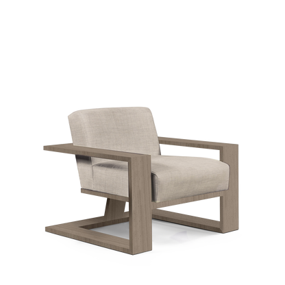 SIERRA ARMCHAIR with taupe textile and natural grey wood 